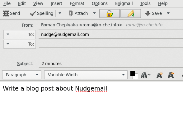 Example email to Nudgemail