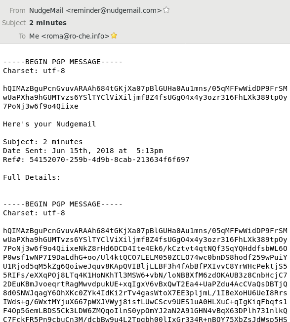 Example email from Nudgemail